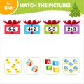 Educational children's game. Math game, solve an example, task, numbers