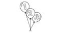 Educational Counting Coloring Sheet with Balloons Featuring Numbers One to Three Royalty Free Stock Photo