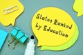 Educational concept meaning States Ranked By Education with inscription on the sheet