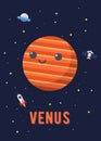 The Venus Planet Cute Design, Illustration vector graphic of the of the venus planets in cute cartoon style. Space kids.