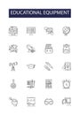 Educational equipment line vector icons and signs. Courseware, Furniture, Devices, Technology, Instruments, Materials