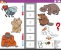 Educational game with big and small cartoon animals for children
