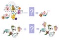 Educational game for children. Cartoon illustration of mathematical subtraction and addition. Royalty Free Stock Photo