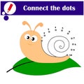 Connect points. Dot to dot. Take the shell to the snail