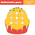 Educational game for children. Counting equations. Study Subtraction and addition. Mathematics worksheet