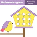 Educational game for children. Counting equations. Study Subtraction and addition. Mathematics worksheet Royalty Free Stock Photo