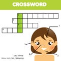 Educational game for children. Crossword puzzle kids activity. My body theme learning vocabulary Royalty Free Stock Photo