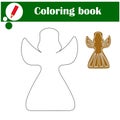 Educational game for children. Cute christmas gingerbread angel. Coloring book Royalty Free Stock Photo