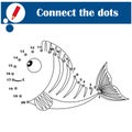 Educational game for children. Dot to dot. Finish drawing the goldfish