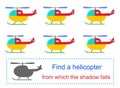 Educational game for children. Find a helocopter from which the shadow falls.