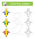 Educational game for children. Go through the maze and color a bee according to the pattern