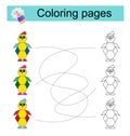 Educational game for children. Go through the maze and color a penguin according to the pattern Royalty Free Stock Photo