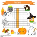 Educational game for children. Halloween crossword and toddlers