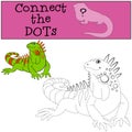 Educational game: Connect the dots. Cute iguana. Royalty Free Stock Photo