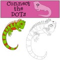 Educational game: Connect the dots. Cute iguana. Royalty Free Stock Photo