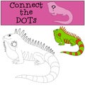 Educational game: Connect the dots. Cute iguana. Royalty Free Stock Photo