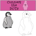 Educational game: Connect the dots. Little cute baby penguin smiles Royalty Free Stock Photo