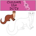 Educational game: Connect the dots. Little cute otter smiles