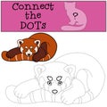 Educational game: Connect the dots. Little cute red panda