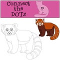 Educational game: Connect the dots. Little cute red panda smiles