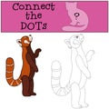 Educational game: Connect the dots. Little cute red panda smiles