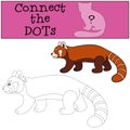 Educational game: Connect the dots. Little cute red panda walks