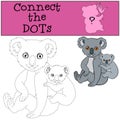 Educational game: Connect the dots. Mother koala with her baby.