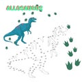 Educational game connect the dots to draw dinosaur Royalty Free Stock Photo