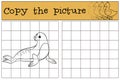 Educational game: Copy the picture. Little cute fur seal.