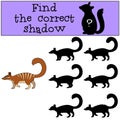 Educational game: Find the correct shadow. Little cute numbat walks