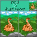 Educational game: Find differences. Cute viper smiles