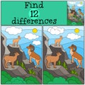 Educational game: Find differences. Mother, father and baby urial