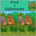 Educational game: Find differences. Mother quokka with her baby Royalty Free Stock Photo