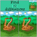 Educational game: Find differences. Two cute vipers