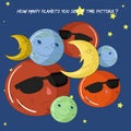 Educational game how many planets do you see Royalty Free Stock Photo