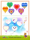 Educational game for kids. Find all the balloons and draw them by example. Printable worksheet for children school textbook. Royalty Free Stock Photo