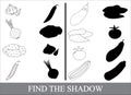 Educational game for kids. Find the correct shadow. oloring book Royalty Free Stock Photo