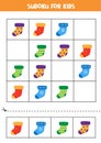 Educational game for kids. Sudoku for children. Cute socks