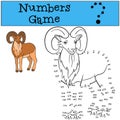 Educational game: Numbers game. Beautiful urial with big horns