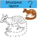 Educational game: Numbers game with contour. Little cute numbat smiles Royalty Free Stock Photo