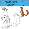 Educational game: Numbers game with contour. Little cute numbat stands Royalty Free Stock Photo