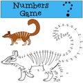 Educational game: Numbers game with contour. Little cute numbat walks