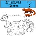 Educational game: Numbers game with contour. Red panda with baby Royalty Free Stock Photo