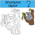 Educational game: Numbers game with contour. Mother koala with b