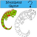 Educational game: Numbers game. Cute green iguana.