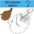 Educational game: Numbers game. Cute lazy sloth