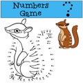 Educational game: Numbers game. Little cute baby numbat stands Royalty Free Stock Photo