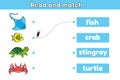 Educational game read and match sea animals-2