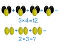 Educational games for children, multiplication action, example with olives.