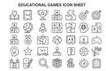 Educational Games Icon Set Vector Collection for Fun Learning Activities Interactive Play Royalty Free Stock Photo
